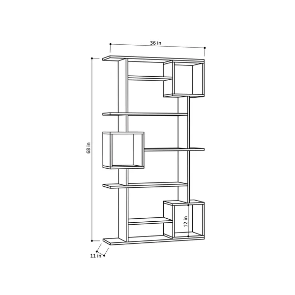 Barrett 10-Shelf Modern Bookcase - Red/Burgundy