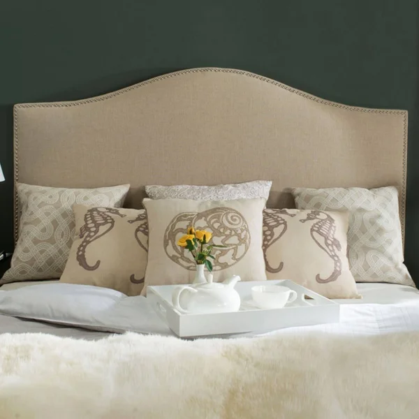Safavieh MCR4619W Connie Grey/White Stripe Headboard Full