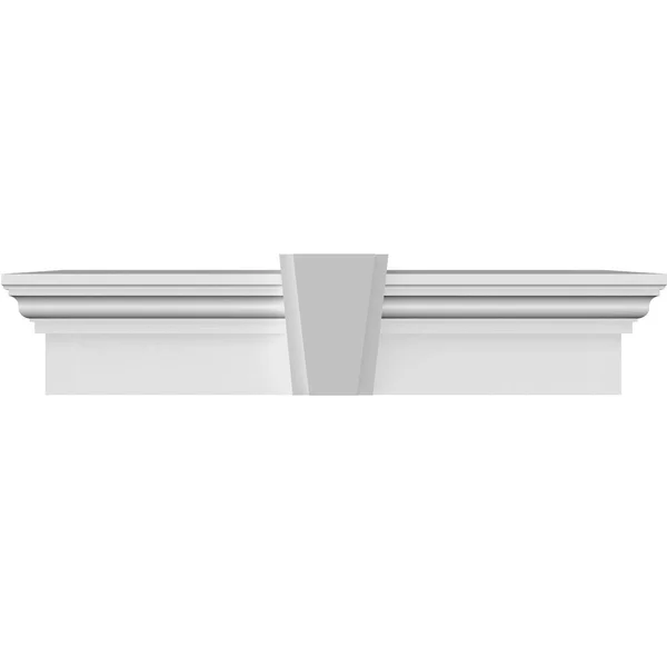 Ekena Millwork CRH09X64KA 64x22 Bottom Width x 70 1/4x22 Top Width x 9x22H x 1x22P Traditional Crosshead w/ Deco Keystone