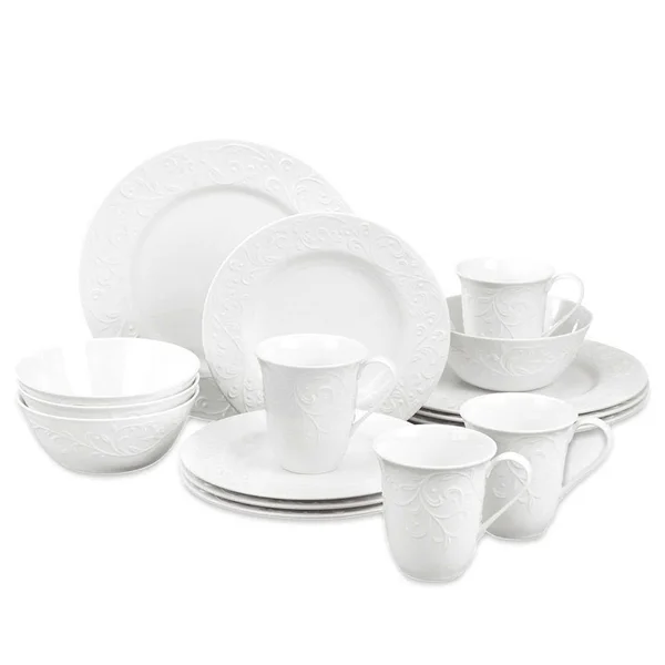 Lenox Opal Innocence Carved 16-Piece Dinnerware Set White