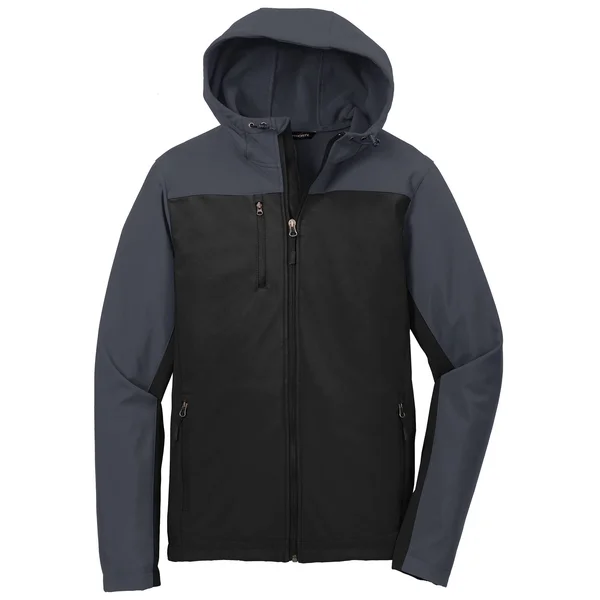 Port Authority J335 Hooded Core Soft Shell Jacket - Black/ Battleship Grey - S