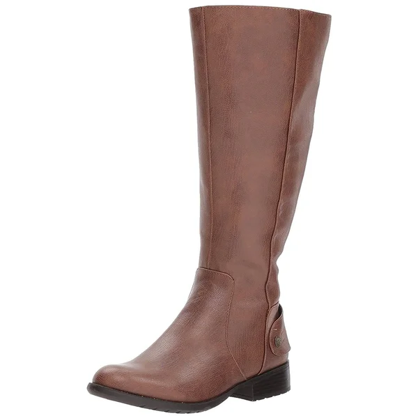 LifeStride Women's Xandy Riding Boot Wide Calf - Size: 6.5, Dark Tan PU