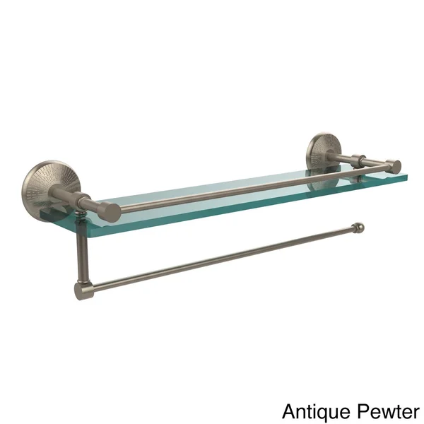 Allied Brass Prestige Monte Carlo Collection Paper Towel Holder with 22-inch Gallery Glass Shelf Polished Nickel