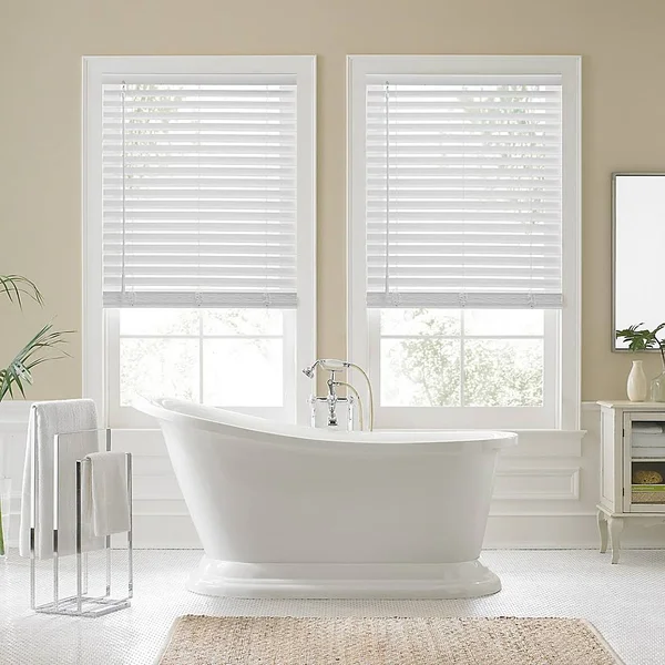 Real Simple Faux Wood 48.75x22 x 60x22 Cordless Shade in White