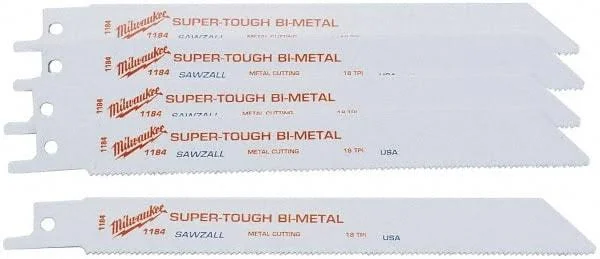 Milwaukee Tool 6" Long x 1" Thick - Bi-Metal Reciprocating Saw Blade - Straight Profile, 14 TPI, Toothed Edge, Universal Shank