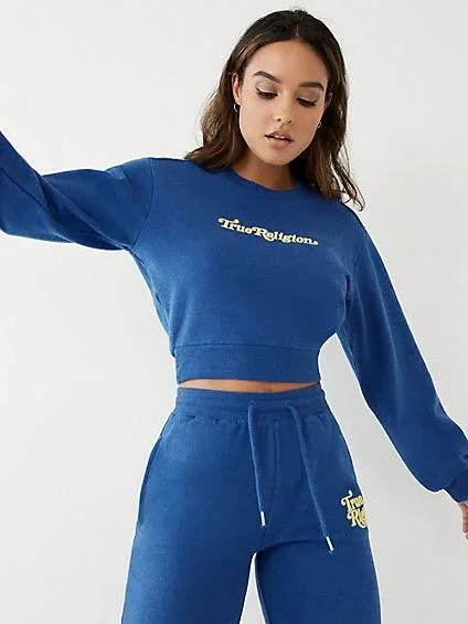 Women's Crewneck Crop Sweatshirt, Monsoon, Size x Small, True Religion