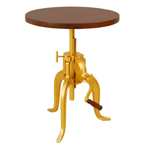 Carolina Chair Alice Adjustable Crank Side Table - 18x22 Diameter - 18x22 Diameter Elm - Gold Wood Finish Accent Tables, Dining