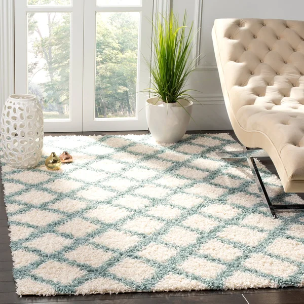 Safavieh SGD258J Dallas Shag Ivory - Seafoam Area Rug - 10& x 14&