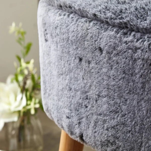 Home Soft Things Serenta Heavy Fauxfur Oval Ottoman - Wood Rose, 22 x 18 x 18 inches