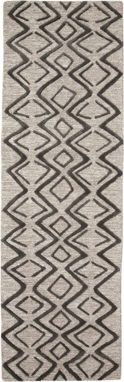 Feizy Enzo 8733F Area Rug - Charcoal/Taupe, 2&6x22 x 8& Runner