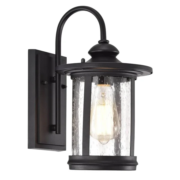 Chloe Cole Transitional 1 Light Textured Black Outdoor Wall Sconce 12x22 Height - CH22026BK13-OD1