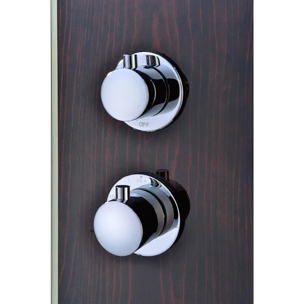 Anzzi SP-AZ021 Pure 59 in. 3-Jetted Shower Panel with Heavy Rain Shower and Spray Wand in Mahogany Deco-Glass