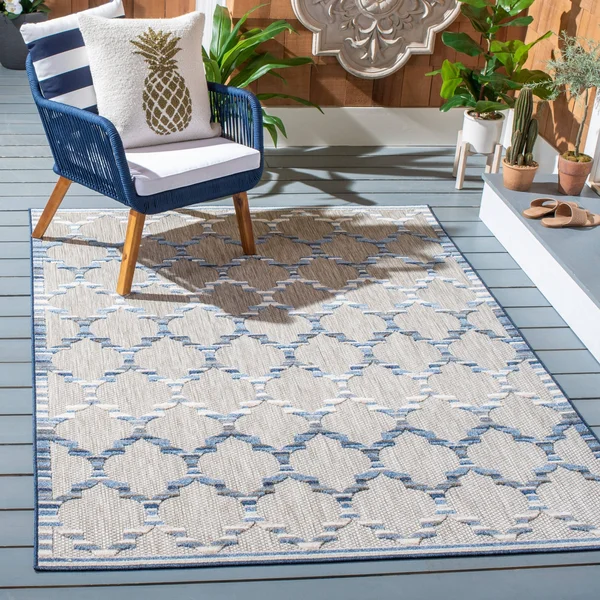 Safavieh Cabana Rug Collection CBN333G - Grey - Blue - 8' x 10'