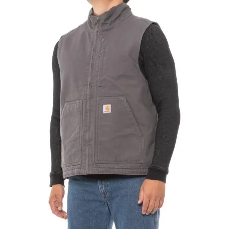 104277 Washed Duck Mock Neck Vest - Sherpa Lined - Loose Fit, Factory Seconds (FOR Men) - Gravel (5xl )