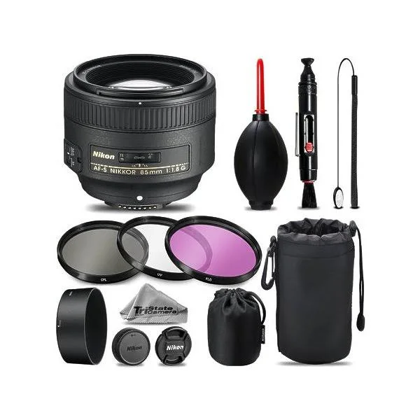 Nikon AF-S Nikkor 85mm f/1.8G Lens + UV + FLD + CPL + Blower Brush + Lens Pen NIKAFS8518KA
