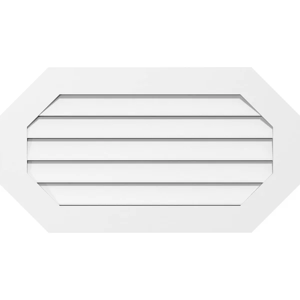 Ekena Millwork GVPOH32X1201SF 32x22W x 12x22H Horizontal Elongated Octagon Surface Mount PVC Gable Vent: Functional, 3-1/2x22W x