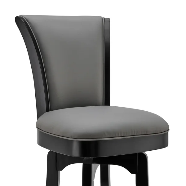 26 Inches Leatherette Swivel Counter Stool with Flared Legs, Gray