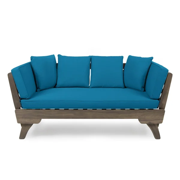 Ottavio Outdoor Wood Daybed with Cushions by Christopher Knight Home - Dark Teal