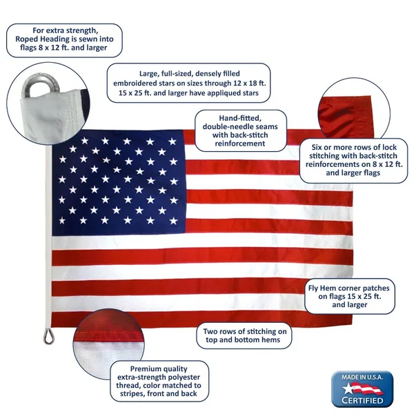 Annin Flagmakers American Flag, 8 x 12 ft., Tough-Tex (2750)