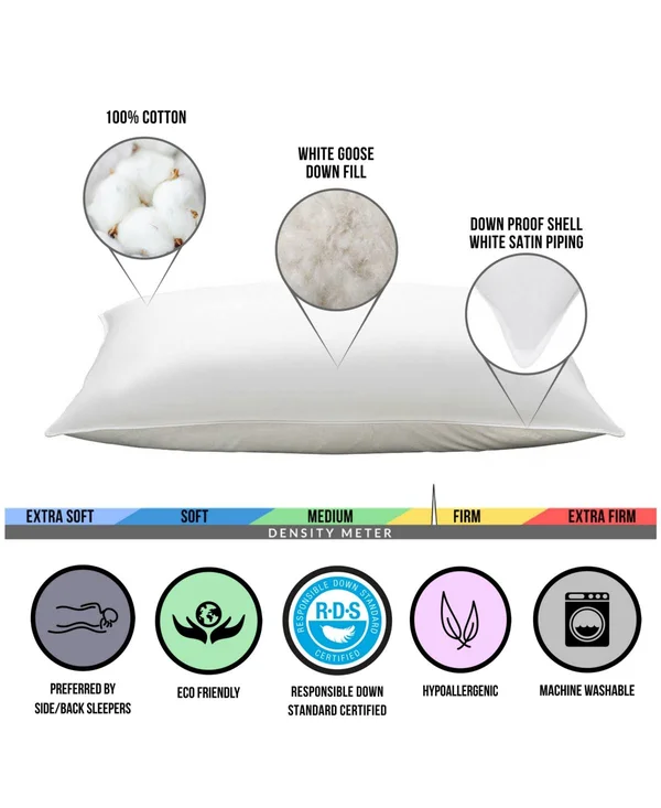 Ella Jayne Duck Down Firm King Side/Back Sleeper Bed Pillow White