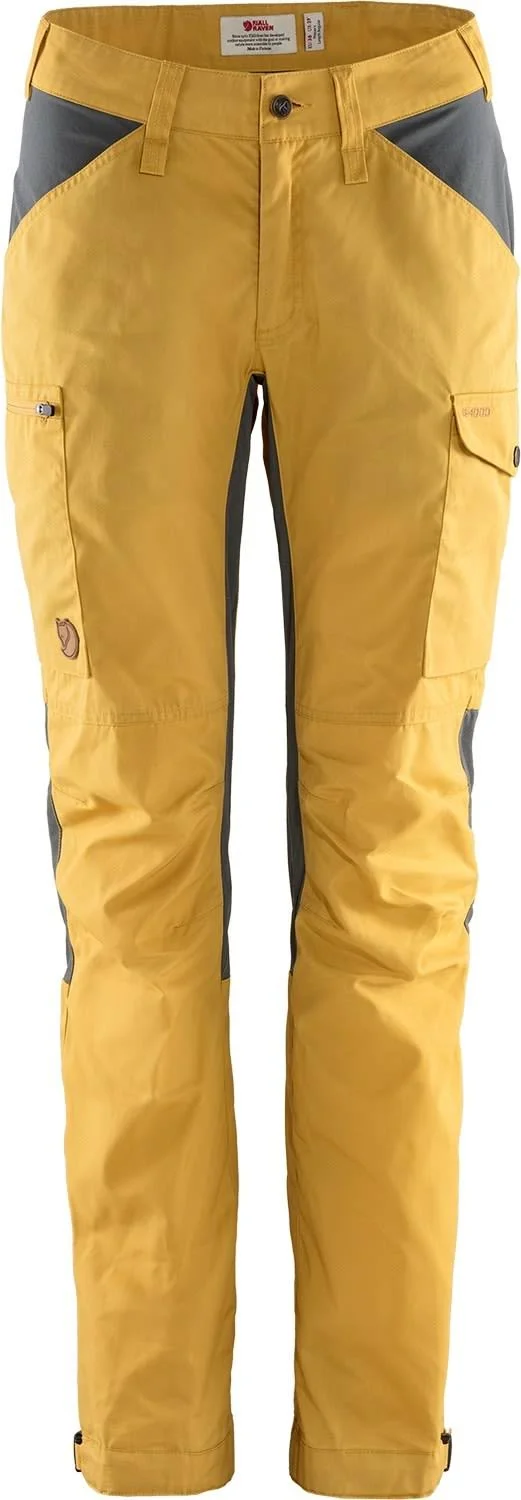 Fjallraven Kaipak Trousers Curved Yellow, Women G-1000 Full-length Trousers (Size 46 - Color Ochre - Super Grey)