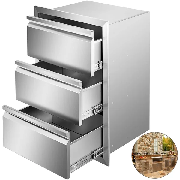 Vevor 14.7x22 x 25.4x22outdoor Kitchen BBQ Island Drawer Stainless Steel Access Drawers, 14.7 x 25.4 x 18.7