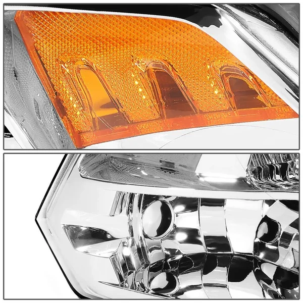 DNA Motoring for 09-18 Dodge Ram Truck 1500/2500/3500 Pair of Headlight Chrome Housing Amber Corner HeadAmp - 4th Gen 10 11 12