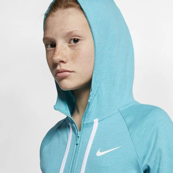 Nike Girls& Sportswear Jersey Full-Zip Hoodie - XS, Blue