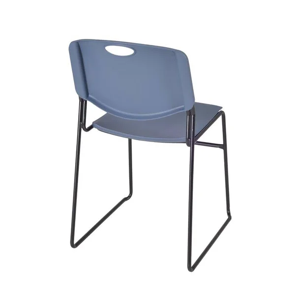 Regency Kee 36x22 Square Breakroom Table- Grey/ Black & 4 Zeng Stack Chairs- Blue