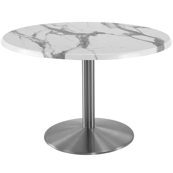 Holland Bar Stool OD214-2230SSOD36RWM 36x22 Round White Marble Laminate Outdoor - Indoor Standard Height Table with Stainless St