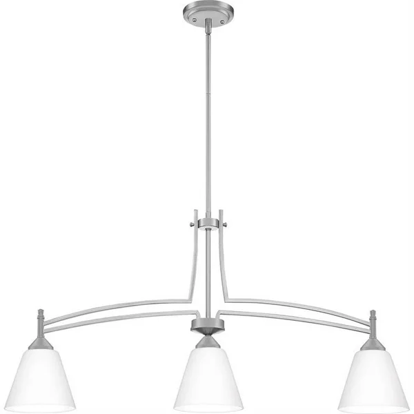 Linear Chandelier 3 Light Steel Brushed Nickel Finish with Opal Etched Glass - 71-BEL-3383575 - Bailey Street Home