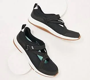 Ryka Adjustable Mesh Mary Jane Sneakers Katana, Size 12 Medium, Black