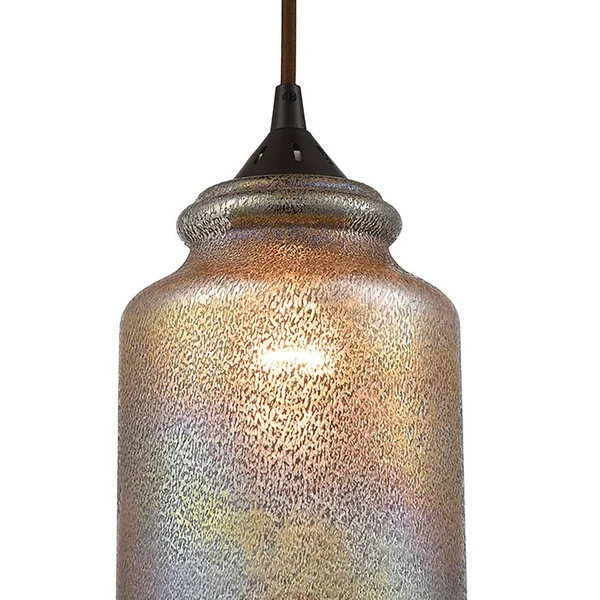 Elk Lighting 85257/3L Illuminessence 3-Light Pendant in Oil Rubbed Bronze with Textured Gray Dichroic Glass