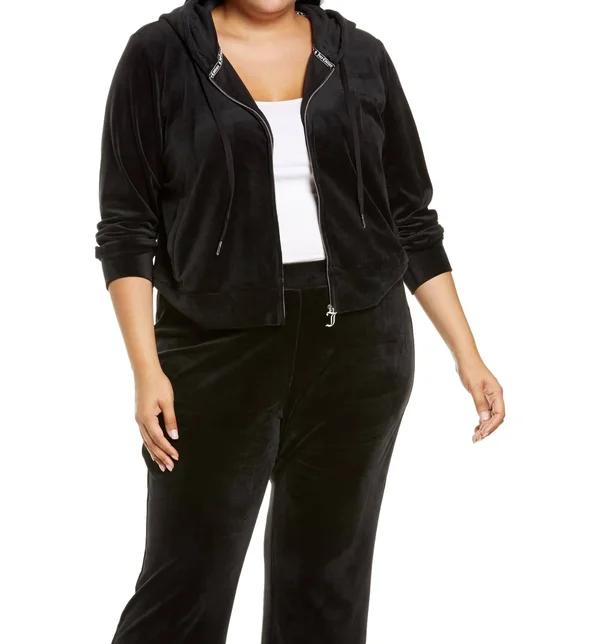 Plus Size Women's Juicy Couture Velour Full Zip Hoodie, Size 2x - Pink