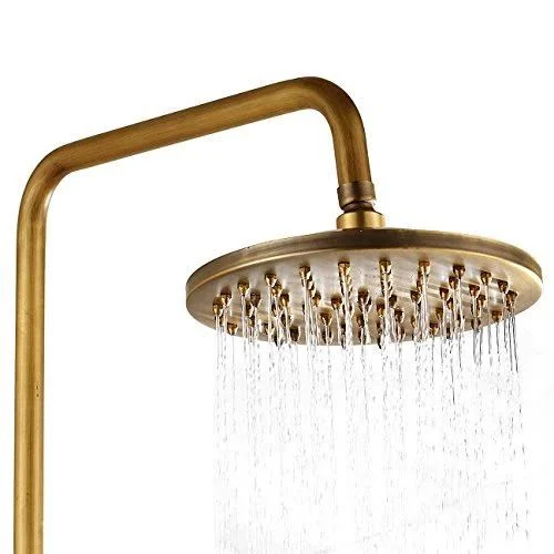 Antique Brass Bathroom Shower Faucet Set Brushed Gold Shower Fixture 8 inch Rain