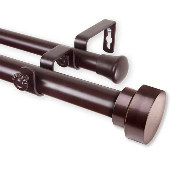 Rod Desyne Bonnet 1x22 Double Curtain Rod - Mahogany