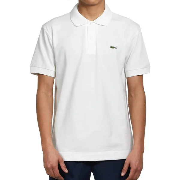 Lacoste Short Sleeved Ribbed Collar Shirt - Flour - S - Men