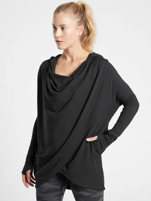 Athleta Women's Purana Wrap Sweatshirt Black Plus Size 2x