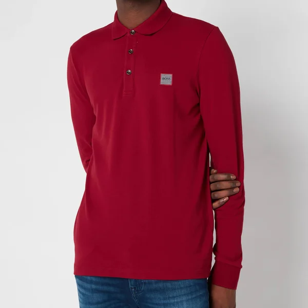 Boss Casual Men's Passerby Long Sleeve Polo Shirt - Dark Red - S