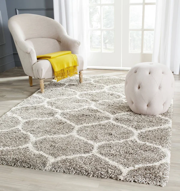 Safavieh Hudson Shag SGH280B Grey, Ivory Rug 7& x 7& Round