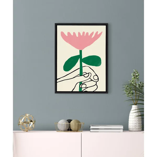 Kate and Laurel Sylvie for You Framed Canvas Wall Art by Marcello Velho - 18x24 Natural, Abstract Wall Decor
