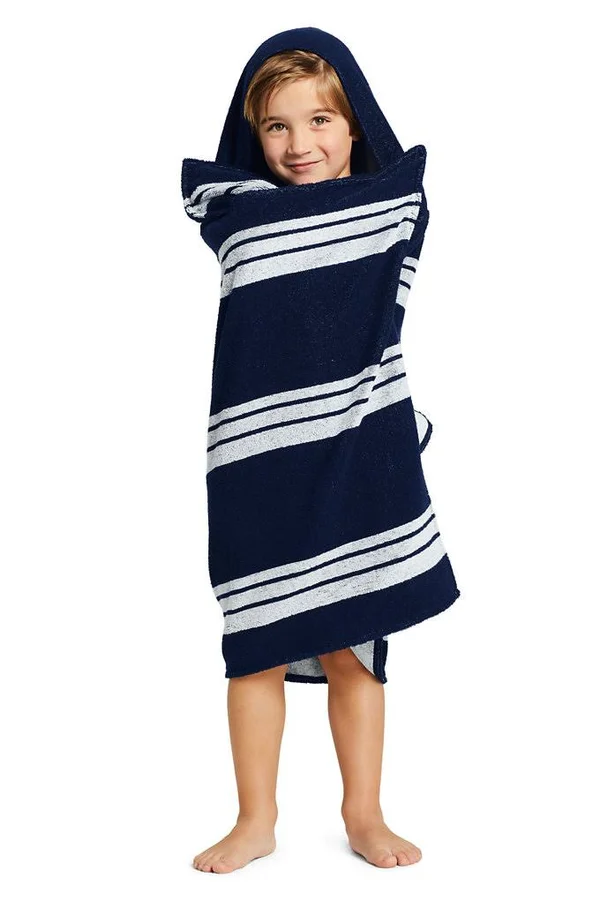 Kids Hooded Towel - Lands& End - Blue