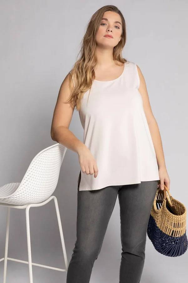 Plus Size Tank Tops, Woman, Beige, Size: 28/30, Viscose, Ulla Popken