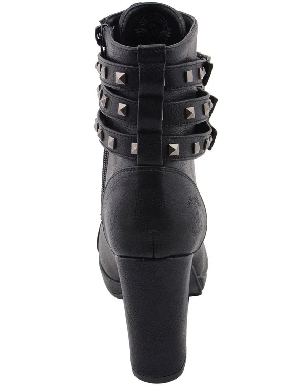 Milwaukee Performance-mbl9417-women Black Lace to Toe Boot with Triple Strap Studded Accents - Black - 8
