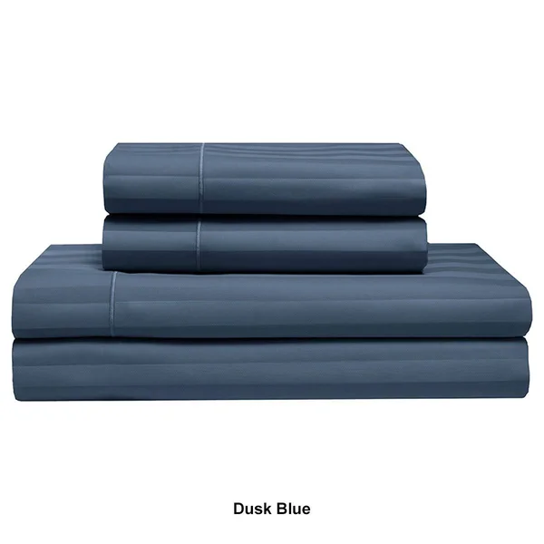 Elite Home Products Cool Comfort Cotton Satin Stripe Sheet Set - Pale Blue - California King