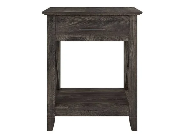 Bush Furniture Key West End Table with Storage - Dark Gray Hickory