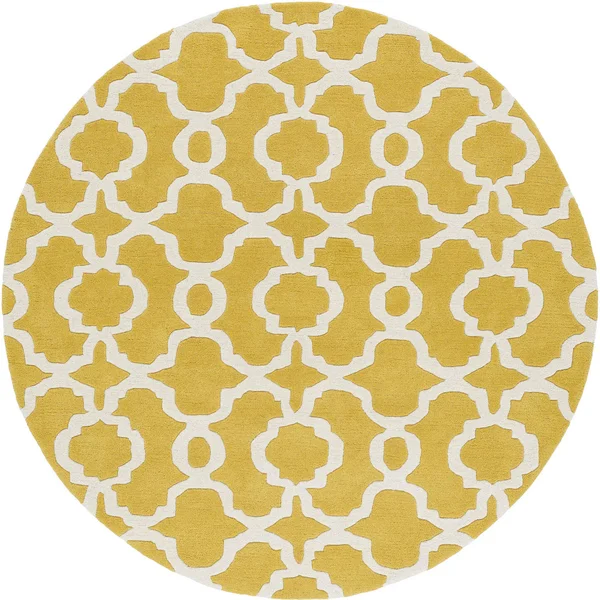 Kaleen Revolution REV03-28 Rug in Yellow - 3 Foot 9 inch Round