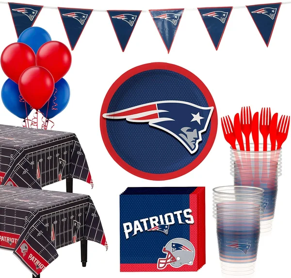 Party City New England Patriots Super Party Supplies for 36 Guests - Include Plates, Napkins, Table Covers, and Balloons