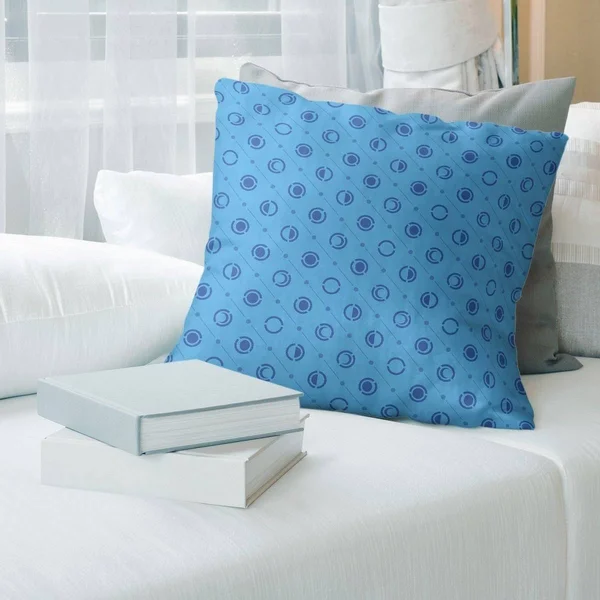 Two Color Moon Phases with Various Blues Throw Pillow - 16 x 16 - Teal & Navy Blue - Cotton