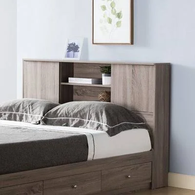 Abbie Bookcase Headboard Lark Manor Size: Twin, Color: Dark Taupe